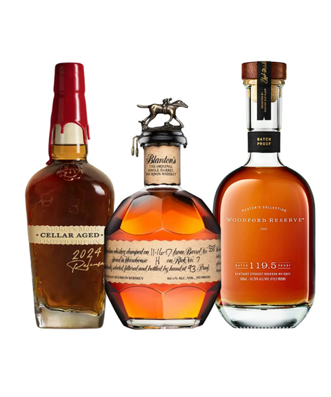 Premium Allocated Bourbon Bundle – Woodford Master’s, Maker’s Cellar Aged 2024 & Blanton’s